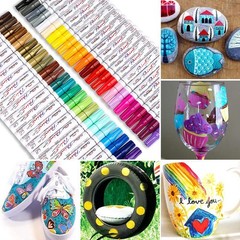 54 Colors Paint Pens, Oil Based Assorted Colors Permanent Markers – Medium Ti…