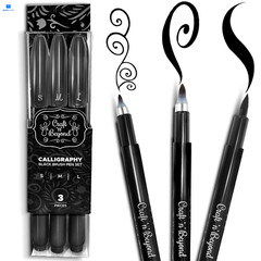 Craft ‘n’ Beyond Calligraphy Brush Pens 1 Count (Pack of 3), Black- Pack 3