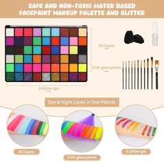 Pintada 54 Color Face Painting Kit 7.8in*5in*0.5in, 54 Colors With Brush Set