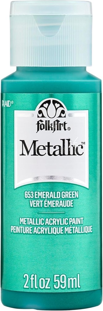 2 Fl Oz Emerald Green Metallic Paint – Water-Based, High Coverage, Non-Toxic
