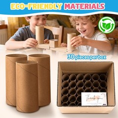 Rolliezs Cardboard Tubes for Crafts, 30 Pack Brown 1.77 x 3.94 inches, brown