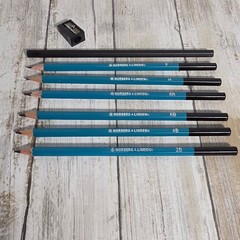 Norberg & Linden Drawing Pencil Set 7pc Graphite Leads F H 8B 6B 4B 2B Sharpener