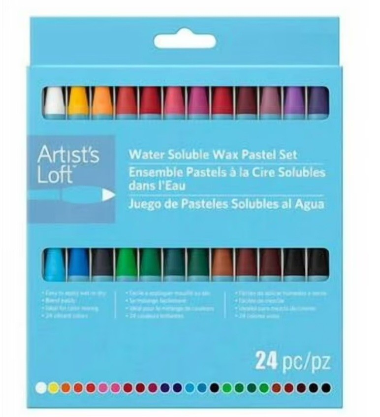 Water Soluble Wax Pastel Set – 24pc Apply To Wet Or Dry Surfaces Easy To Blend
