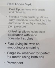 TOMBOW 56974 ABT PRO ALCOHOL-BASED INK DUAL TIP PERMANENT MARKERS RED TONES 5 PC