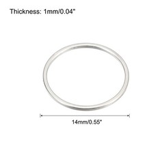 Round Earring Beading Hoop Rings Circle Link Ring 14mm/ 0.55″ Silver Tone,50pcs