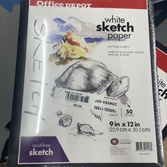 (6) Office Depot White Sketch Acid Free Paper 50 Sheet 50 Pound 9 X 12 Inch S10