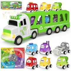 7-in-1 Toddler Truck Toys for 2 3 4 5 Year Old Boys – 17″ Longer Transport Ec…