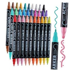 Dual Tip Acrylic Paint Markers, Dot & Fine Tip Acrylic Paint Pens 30 Colors