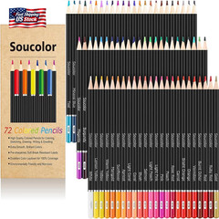 Soucolor 72-Color Colored Pencils for Adult Coloring Books, Soft Core, Back to S