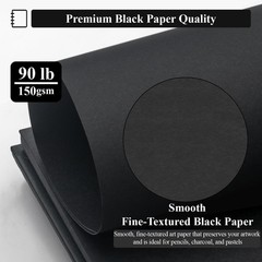 Black Paper Sketchbook 5.5 x 8.5, 60 Sheets 90lb/150gsm Artist Papers for Dra…