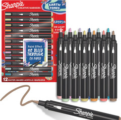 Creative Markers, Earth Tones, Water-Based Acrylic, Bullet Tip, Assorted Colors,