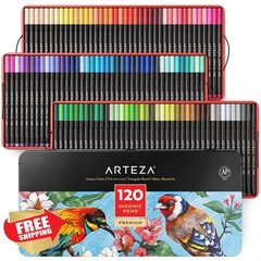 ARTEZA Inkonic Fineliner Pens, Set of 120, 0.4 mm Fine Tip Markers for Drawin…