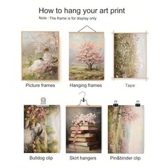 6Pcs Vintage Oil Painting Rustic Wall Art for 8x10in poster Cherry Blossom