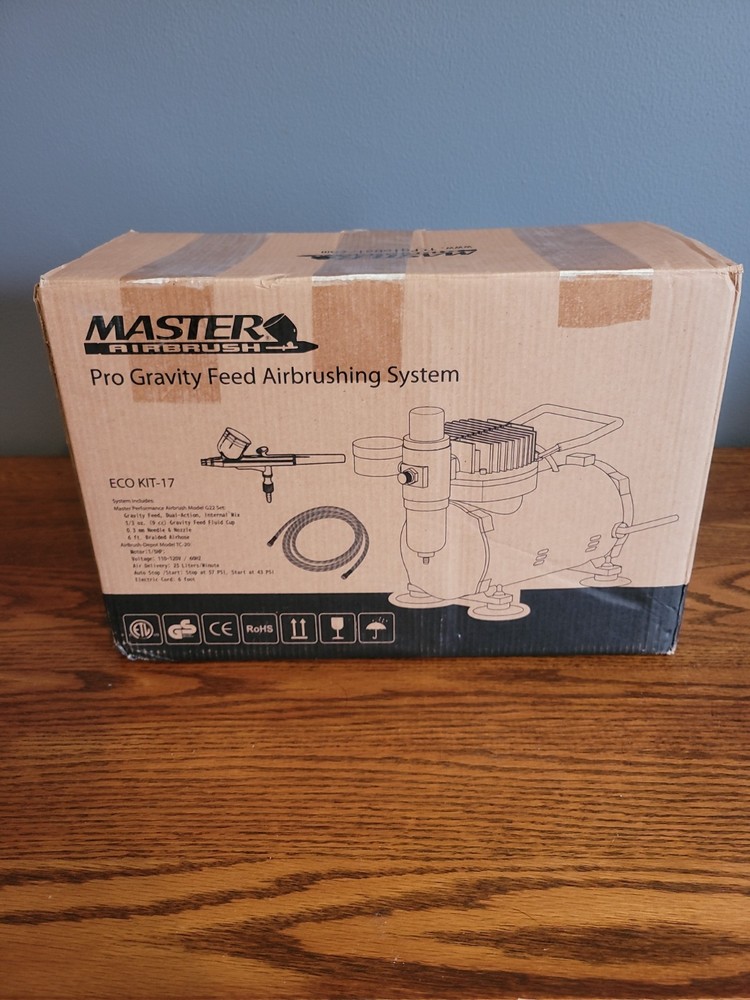 Master Airbrush ECO KIT-17 Multi-Purpose Gravity Feed Airbrushing System Kit
