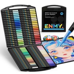 ENMY 80-Color Set of Direct-Fill Acrylic Markers, Water-Based, Brush Pens
