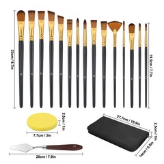 15PCS Professional Artist Paint Brush Kit w/ Scraper for Oil Acrylic Watercolor