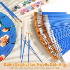 240 Piece Small Flat Tip Paint Brush Set for Acrylic Oil Watercolor Painting,