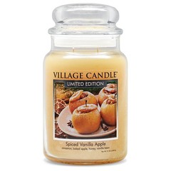 Village Candle Spiced Vanilla Large Glass Apothecary Jar, 21.25 net oz, Ivory