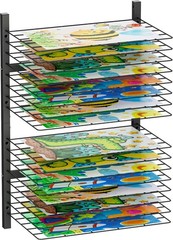 mocomax Wall Mount Art Drying Rack, 16 Removable Shelves Metal Paint Drying R…