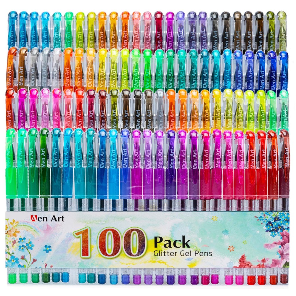 Aen Art Glitter Gel Pens, 100 Color 1 Count (Pack of 100), Multicolor