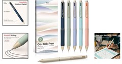 Black Ink Gel Pens 6 Pack with Retractable Fine Point for Writing