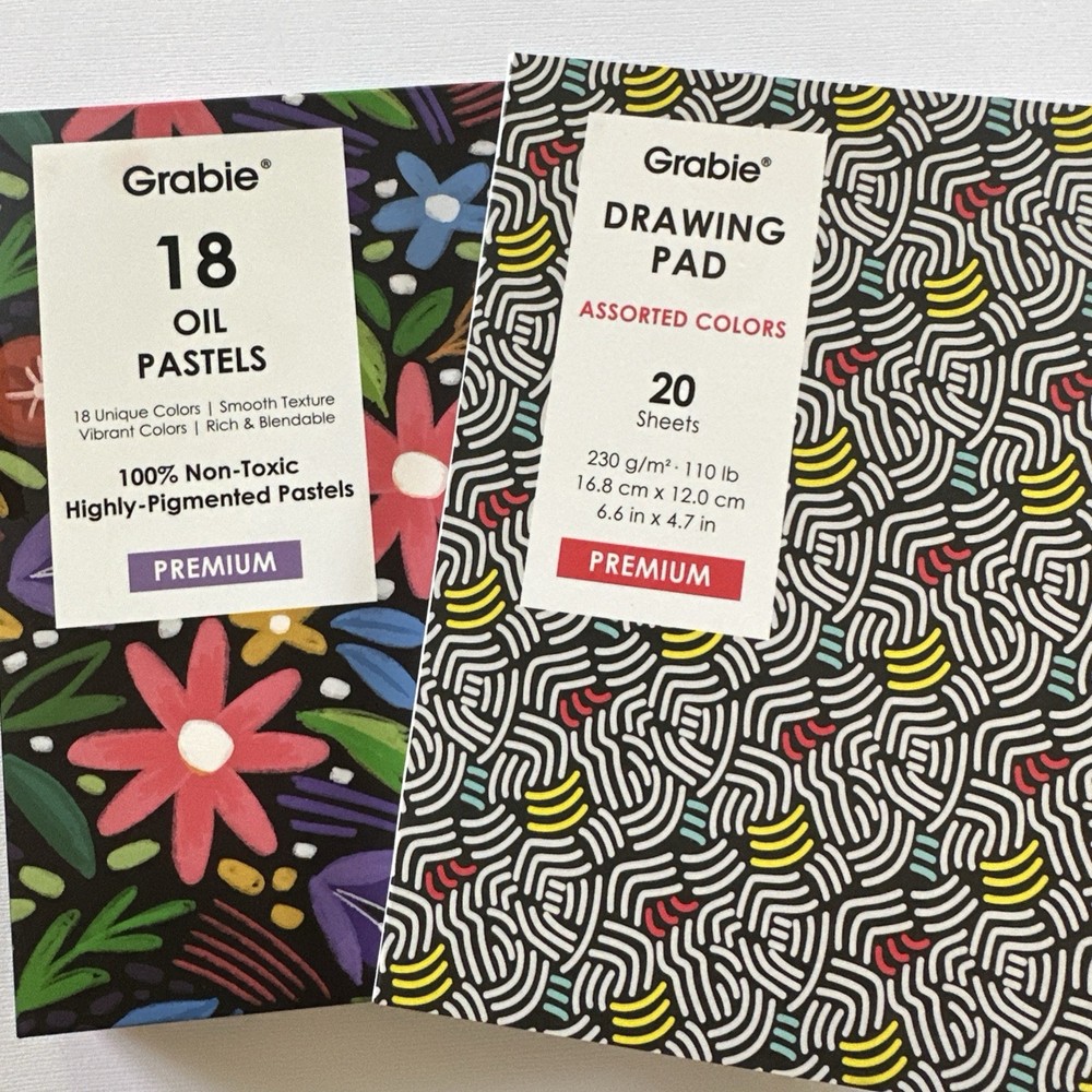 Grabie Art Set Oil Pastels + Drawing Pad Asst. Colors 230gsm Paper Beginner Kit