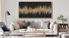 24″x48″ Framed Black and Gold Abstract Sound Wave Textured Wall Art, Minimali…