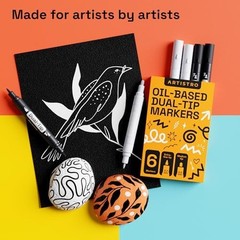 6 Black White Oil Paint Markers Dual Tip Waterproof for Rock Ceramic Glass Wood