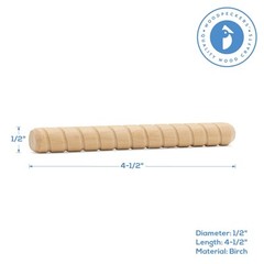 Wood Dowel Pins 4-1/2 inch x 1/2 inch Spiral, for Furniture & Crafts|Woodpeckers