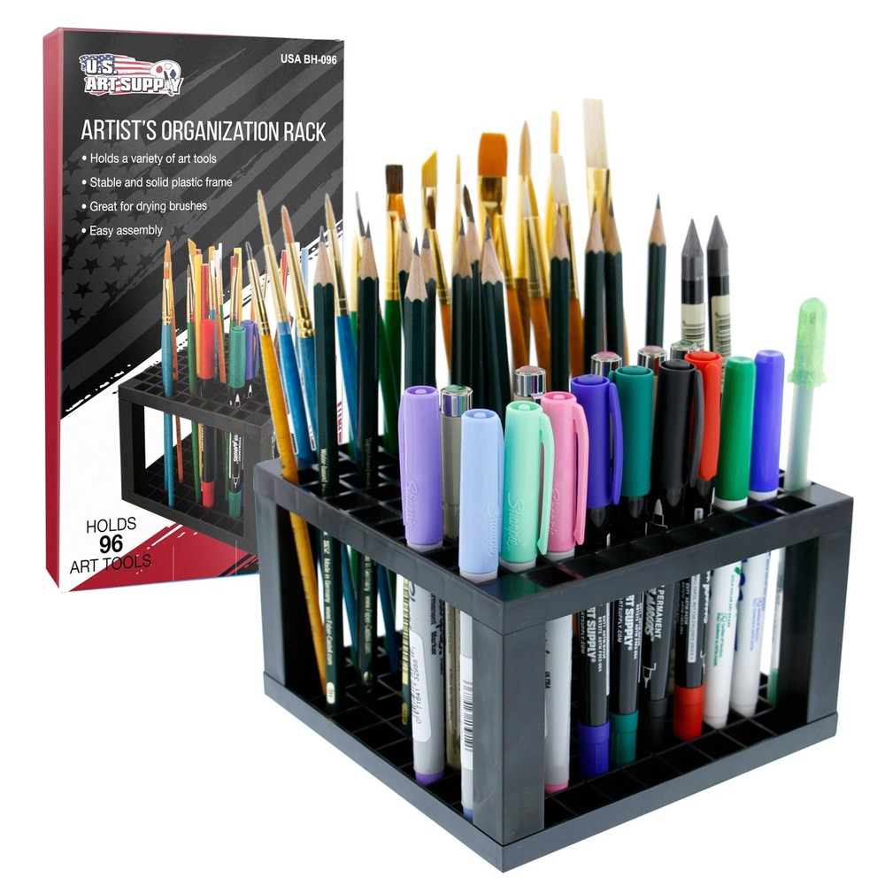 96 Hole Black Marker Holder Easy Assembly Organizer for Art Supplies
