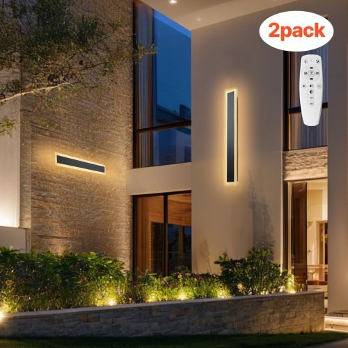 Outdoor Wall Lights, 2 Pack, 23.6 Inch Long Strip Modern Exterior Wall Sconc…