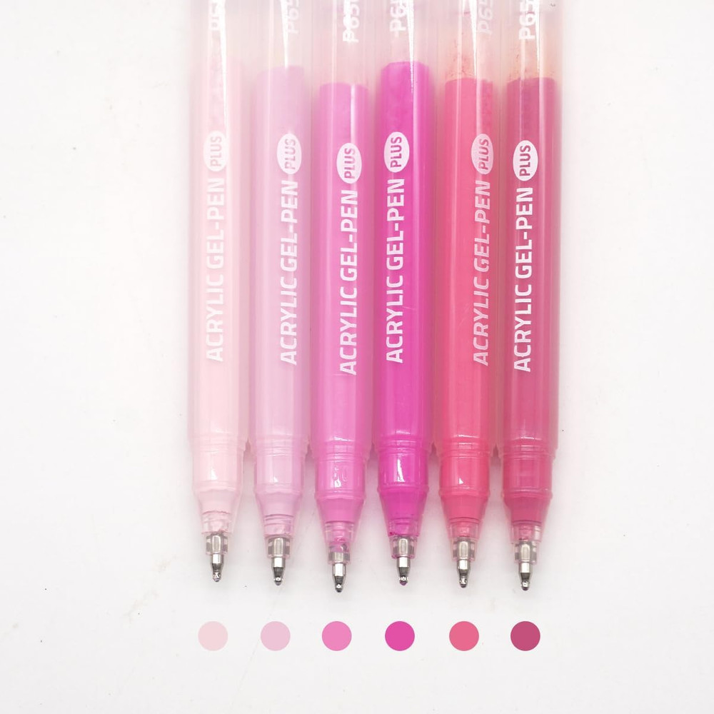 Acrylic Gel Pens for Coloring Books, Quick Dry 6 Pcs 1.0Mm Fine Point Gel