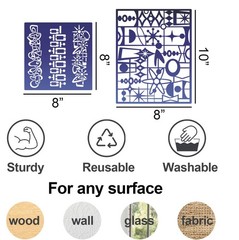 Stencils for Crafts Reusable Texture Art 8×8 inches or 10×8