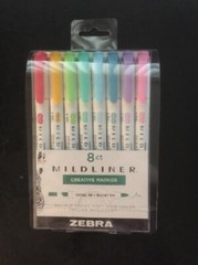 Zebra Mildliner Creative Double Ended Water Resistant Markers 8 Ct