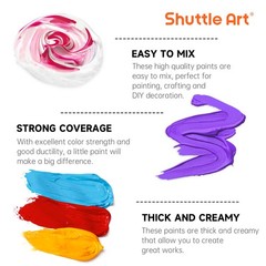 Shuttle Art Acrylic Paint, 18 Colors 4.06 Fl Oz (Pack of 18), 18