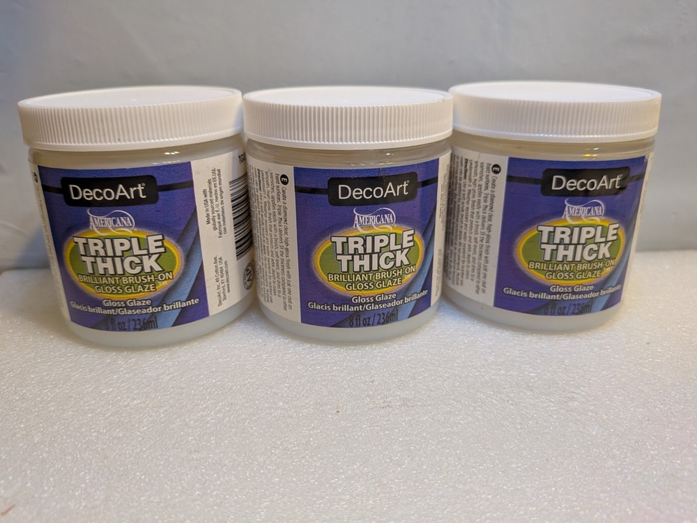 DecoArt Triple Thick Brilliant Brush-On Gloss Glaze-8oz Tub – Lot of 3