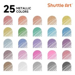 Metallic Gel Pens 50 Pack Set 25 Colors with 25 Refills Art Drawing