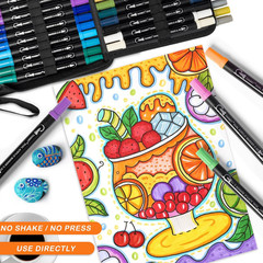 60 Colors Dual Tip Acrylic Paint Markers, Paint Pens Set with Brush Tip and Fine