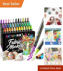 Water-Based Acrylic Paint Pens 36 Color Dual Tip Set for Art Projects