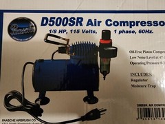 D500 Paasche Oilless Piston Airbrush Compressor 1/8 hp w/Auto Shutoff