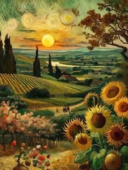 CSZPPQAF Paint by Numbers for Adults Beginner, Sunflower Landscape PB160-1