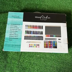 Mixed Media 104-Piece Deluxe Art Set with Wooden Box and Drawing Supplies NEW