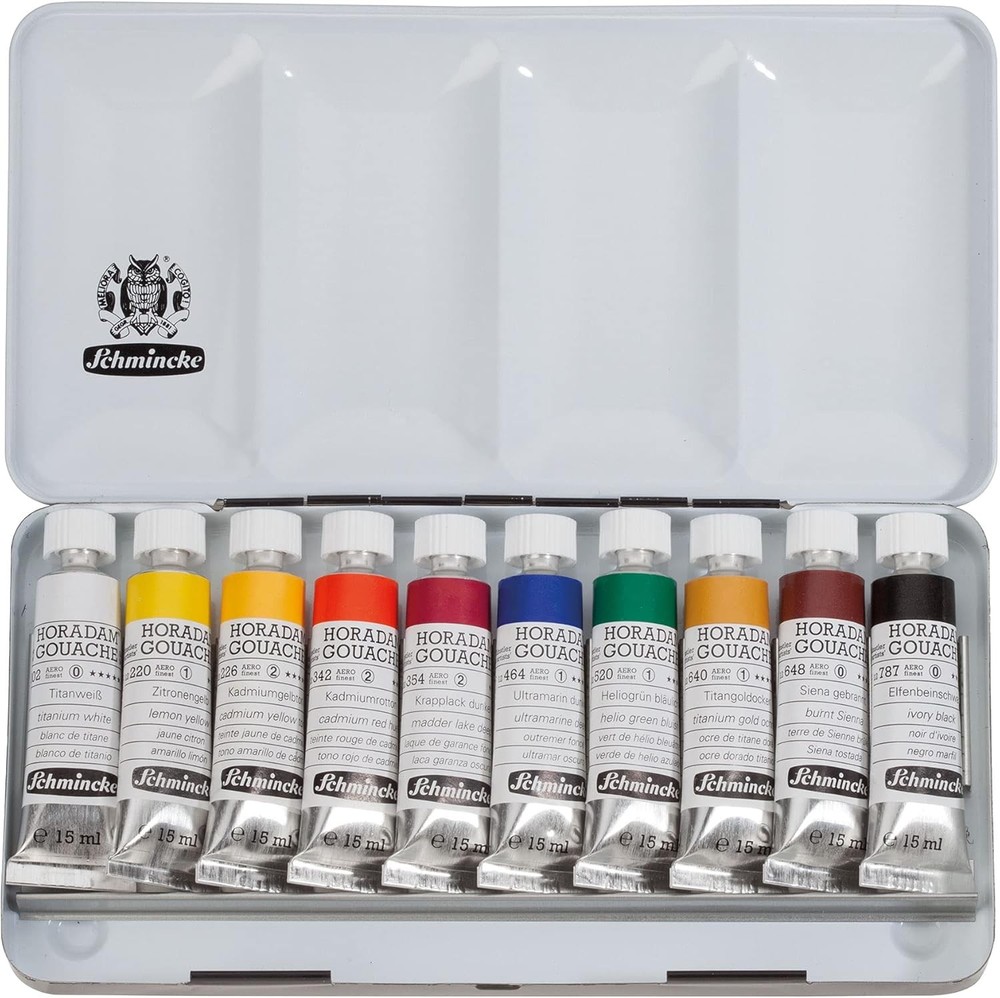Schmincke – HORADAM® Gouache, 10 x 0,51 fl 0.51 Fl Oz (Pack of 10), Assorted