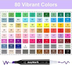 AnyMark Alcohol Markers, 80 Colors Dual Tip Art Coloring Markers Set for Adult