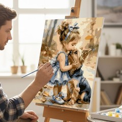 Girl And Dog Paint By Numbers Kit For Adults Beginner DIY Wall Decoration Art