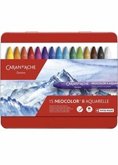 Caran d’Ache Neocolor II Aquarelle Water-Soluble Wax Pastels 15 Set Tin