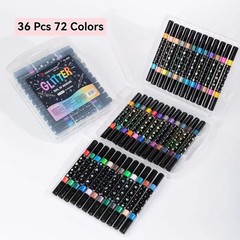 24/48/72/96 Colors Dual Brush Tip Glitter Art Markers Metallic Paint Marker Pens