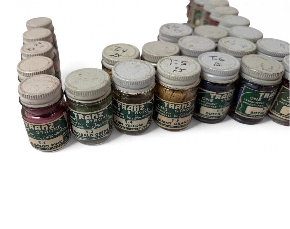 1950s Vintage Ceramichrome TRANZ One Stroke Underglaze Lot 62 Jars China Paint