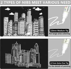 White Paint Pens – 4 Pack Dual Tip Acrylic Paint Markers (0.7mm & 3mm), Non-Toxi
