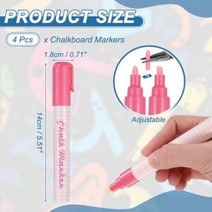 Liquid Chalk Markers 6mm, 4 Pcs Chalkboard Markers Erasable Tip, Watermelon Red